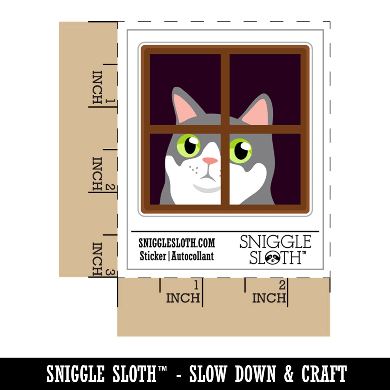 Cat Staring Out Window Waterproof Vinyl Phone Tablet Laptop Water Bottle Sticker Set - 5 Pack